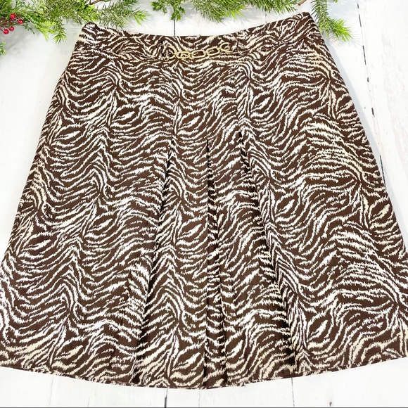 Ann Taylor Dresses & Skirts - Ann Taylor Brown & Tan Zebra Knee Length Pleaded